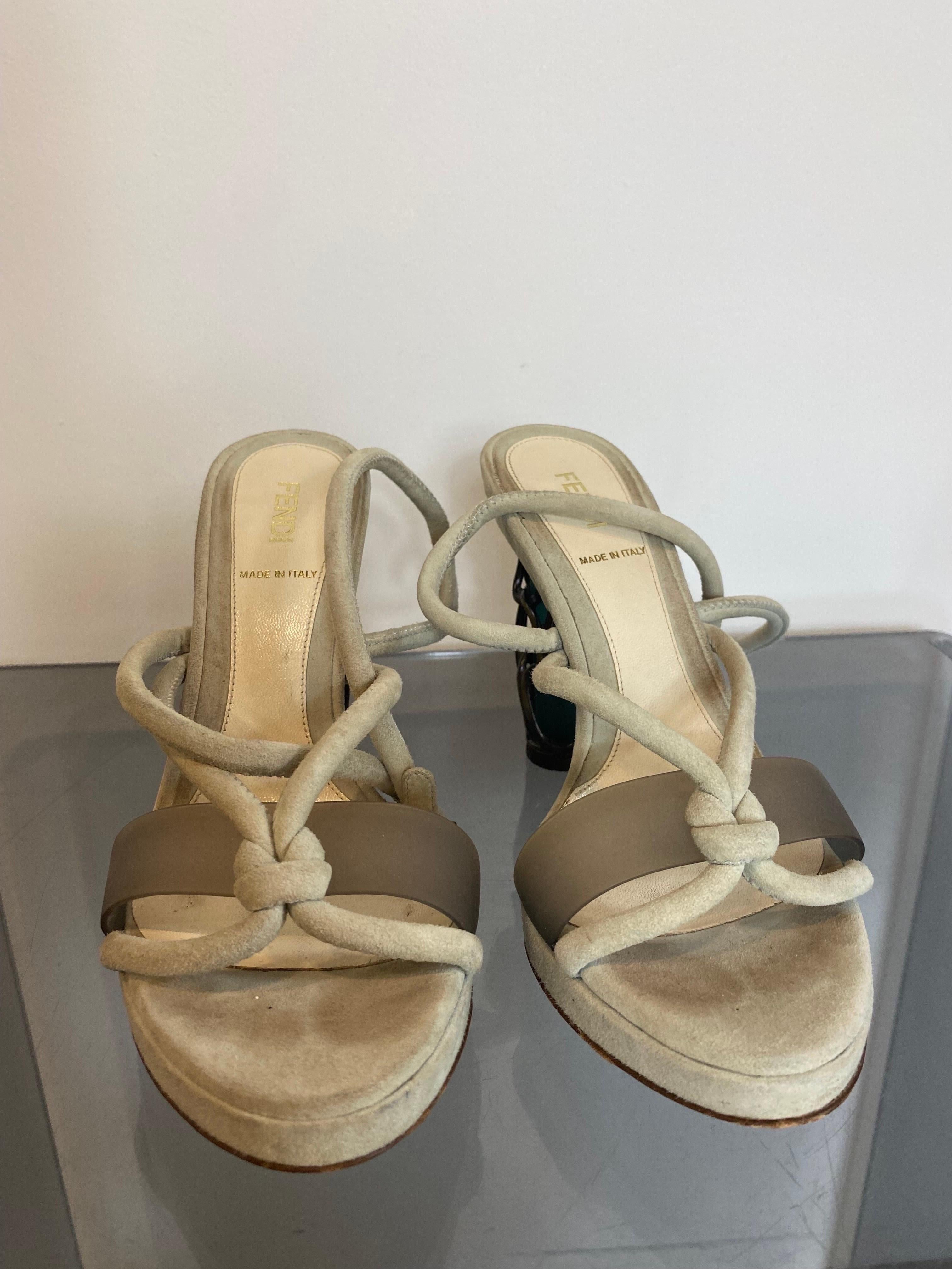Brown Fendi heel shoes For Sale