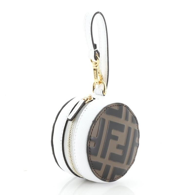 Fendi Help Bag Charm Zucca Embossed Leather