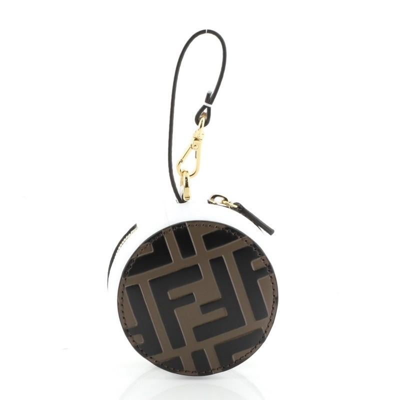 Fendi Help Bag Charm Zucca Embossed Leather In Good Condition In NY, NY