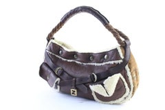 Fendi Hobo 228033 Brown Shearling Shoulder Bag