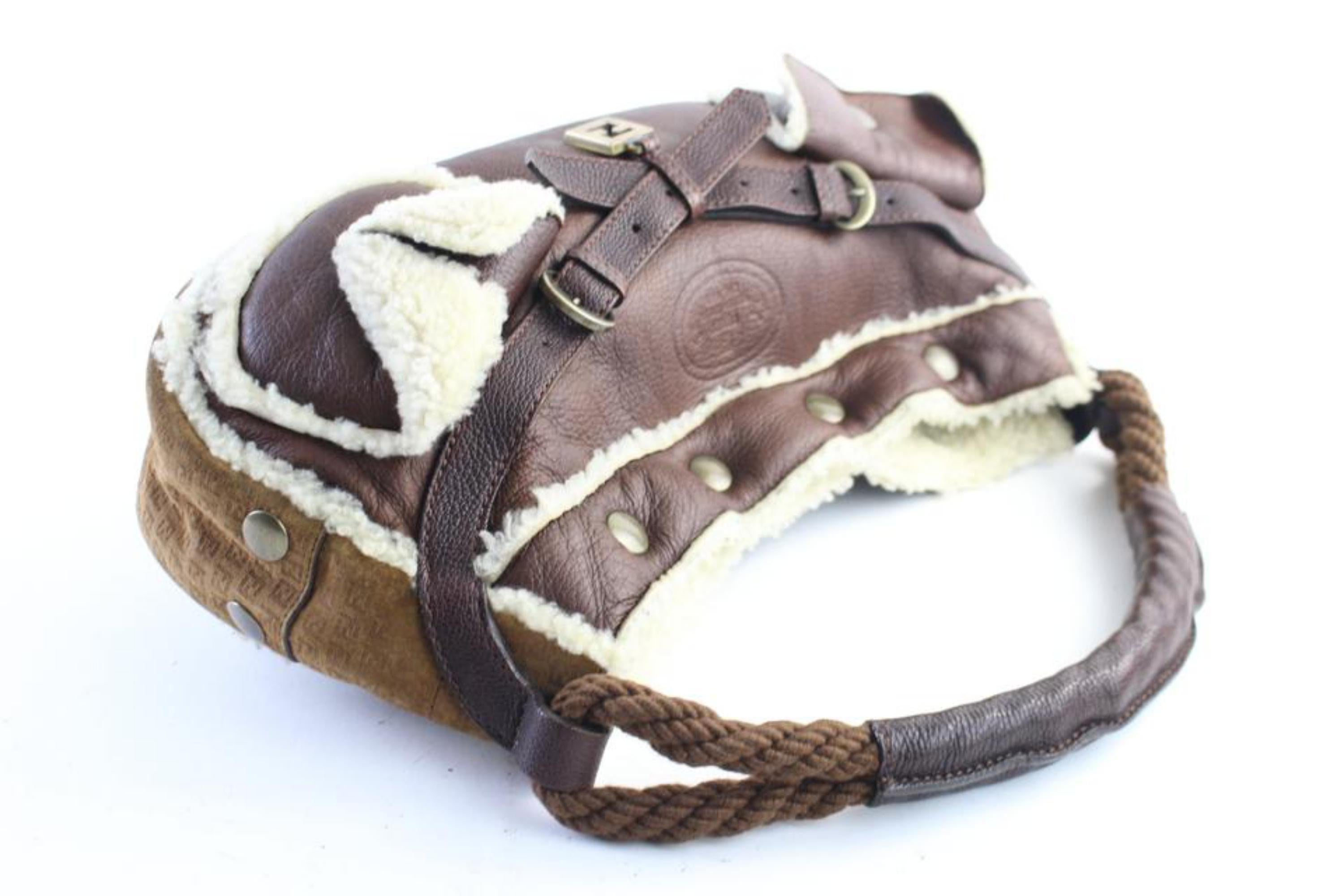 Fendi Hobo 228033 Brown Shearling Shoulder Bag For Sale 2