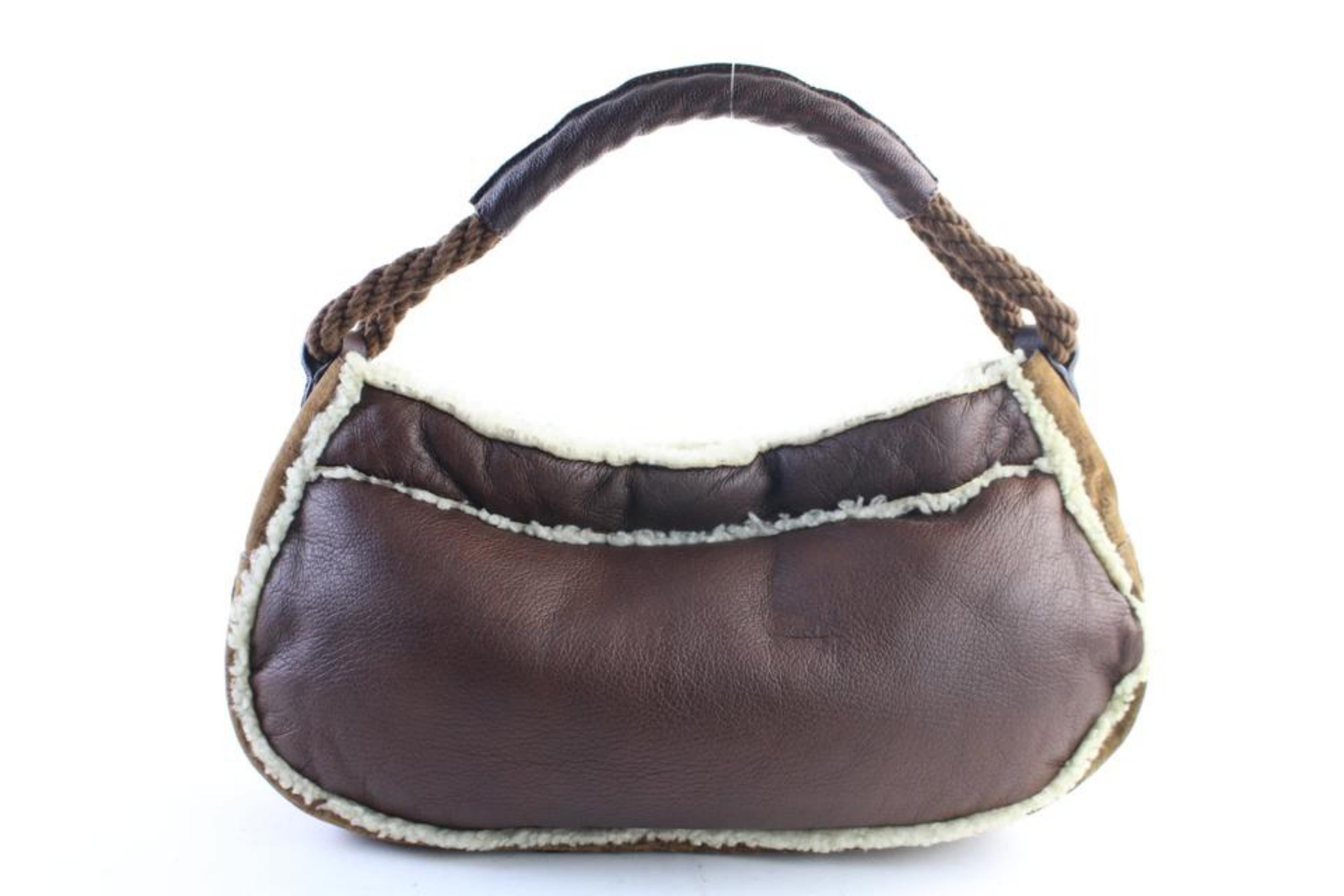 Fendi Hobo 228033 Brown Shearling Shoulder Bag For Sale 4