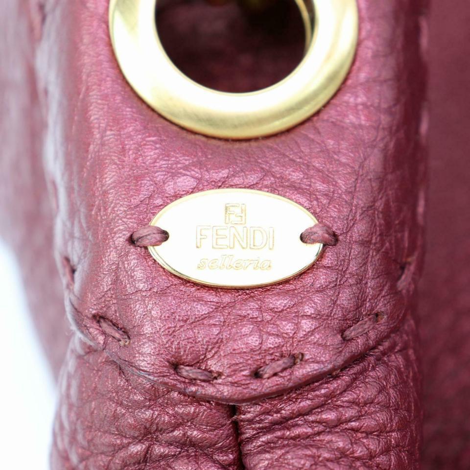 Fendi Hobo Bordeaux Selleria 870355 Burgunderfarbene Messenger Bag aus Leder im Angebot 7