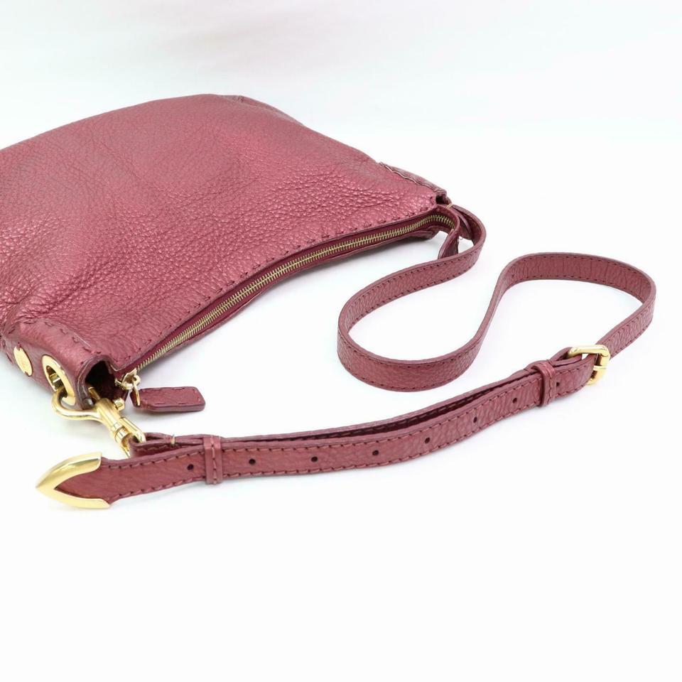 Pink Fendi Hobo Bordeaux Selleria 870355 Burgundy Leather Messenger Bag For Sale