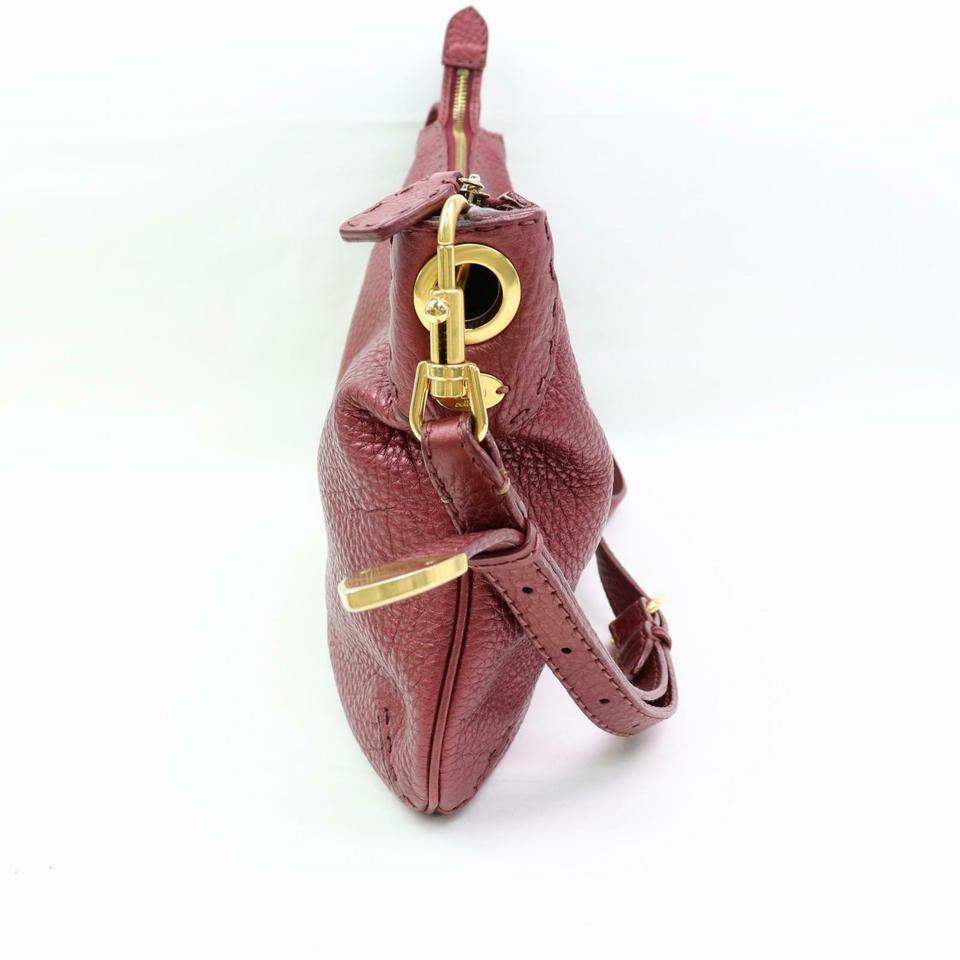 Fendi Hobo Bordeaux Selleria 870355 Burgundy Leather Messenger Bag For Sale 1