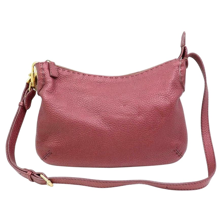 Fendi Hobo Bordeaux Selleria 870355 Burgundy Leather Messenger Bag