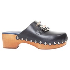 FENDI Hypnoteyes Monster Bag Bug stud embellished brown wooden clog mules EU40