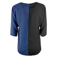 FENDI – Iconic Black and Blue Blouse with 3/4 Kimono Sleeves  Size 2US 34EU