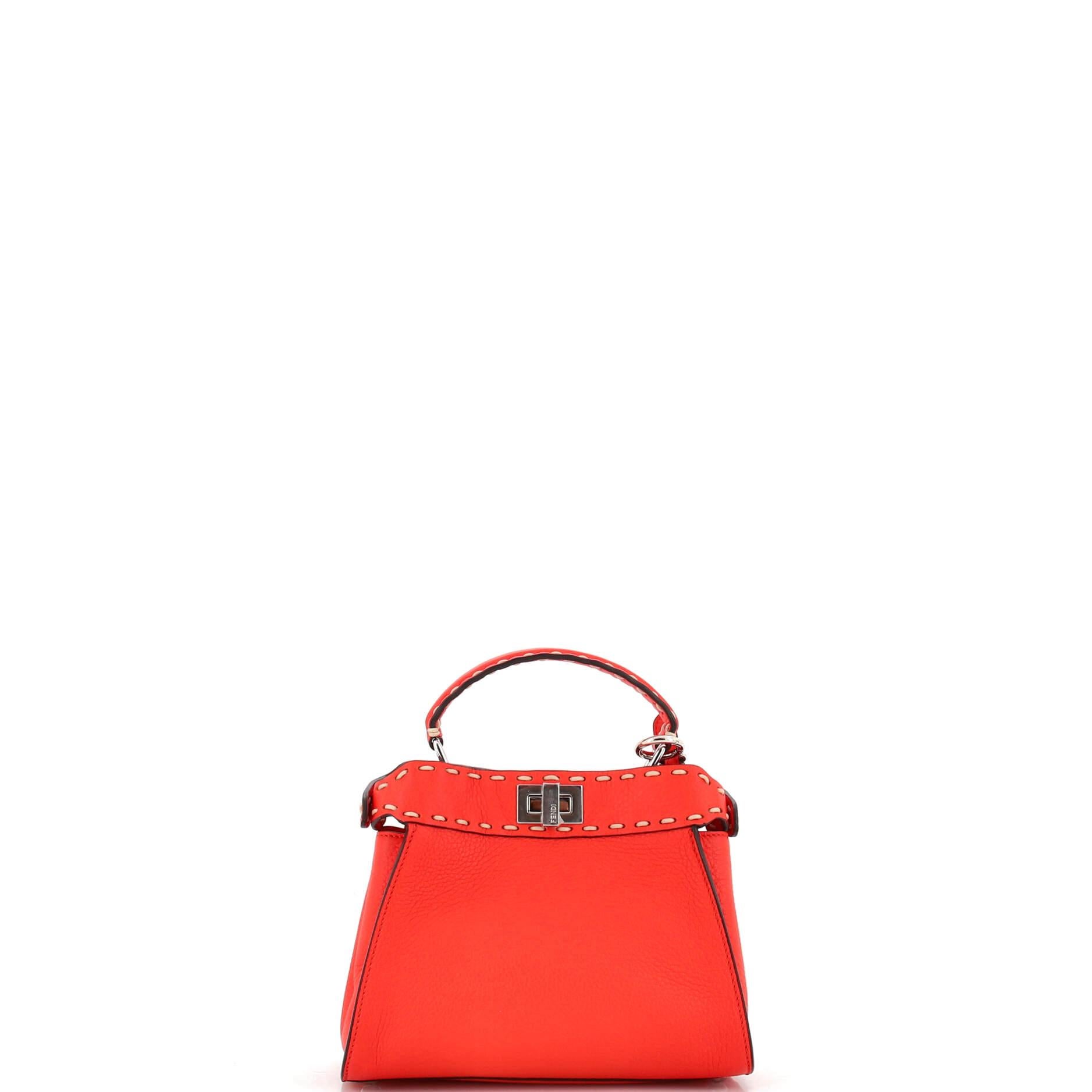 Fendi Iconic Selleria Peekaboo Bag Leather Mini In Good Condition In NY, NY