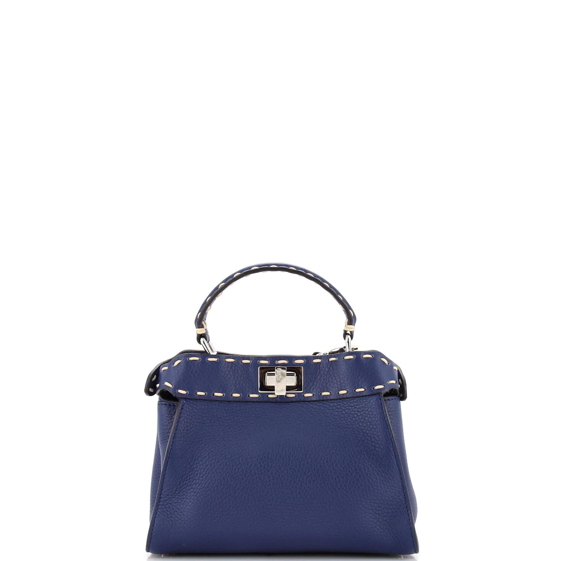 Fendi  Iconic Selleria Peekaboo Bag Leather Mini In Good Condition For Sale In NY, NY
