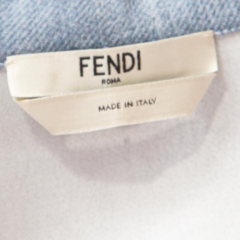 Women's Fendi Indigo Denim Effect Printed Belted Jumpsuit M
