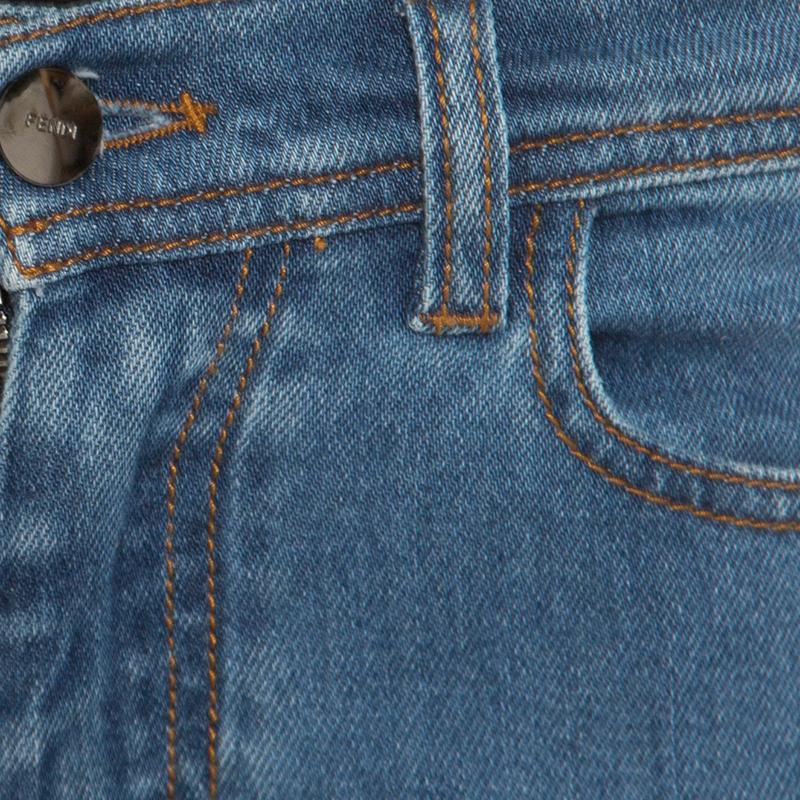 Fendi Indigo Denim Straight Regular Fit Jeans S In Excellent Condition In Dubai, Al Qouz 2