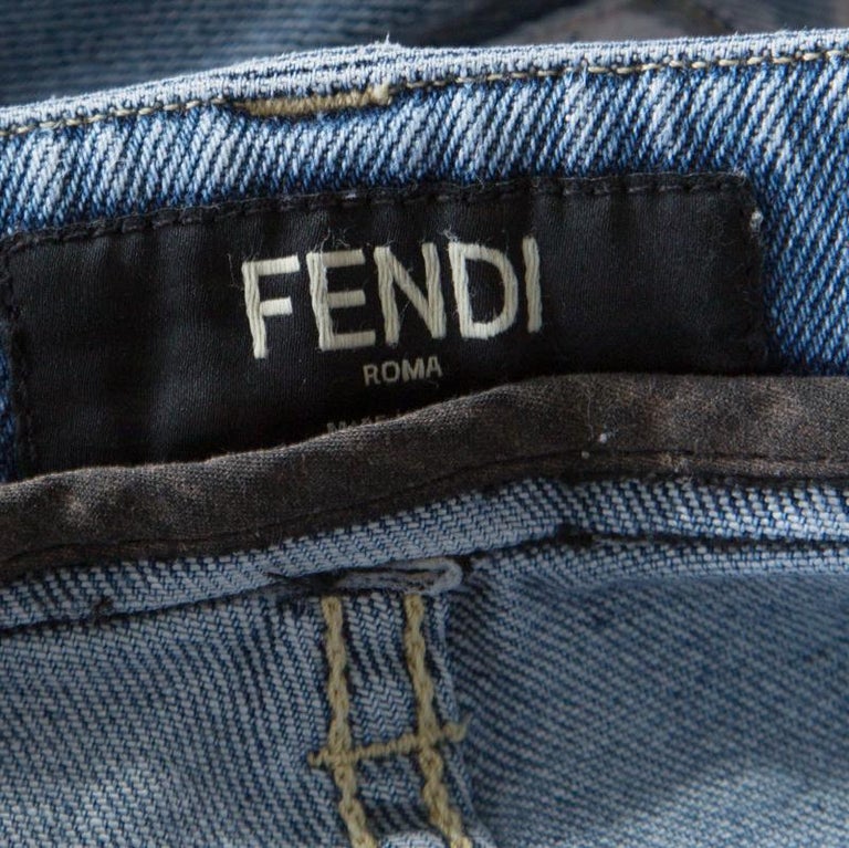 Fendi Indigo Light Wash Faded Effect Denim Straight Fit Jeans M For ...