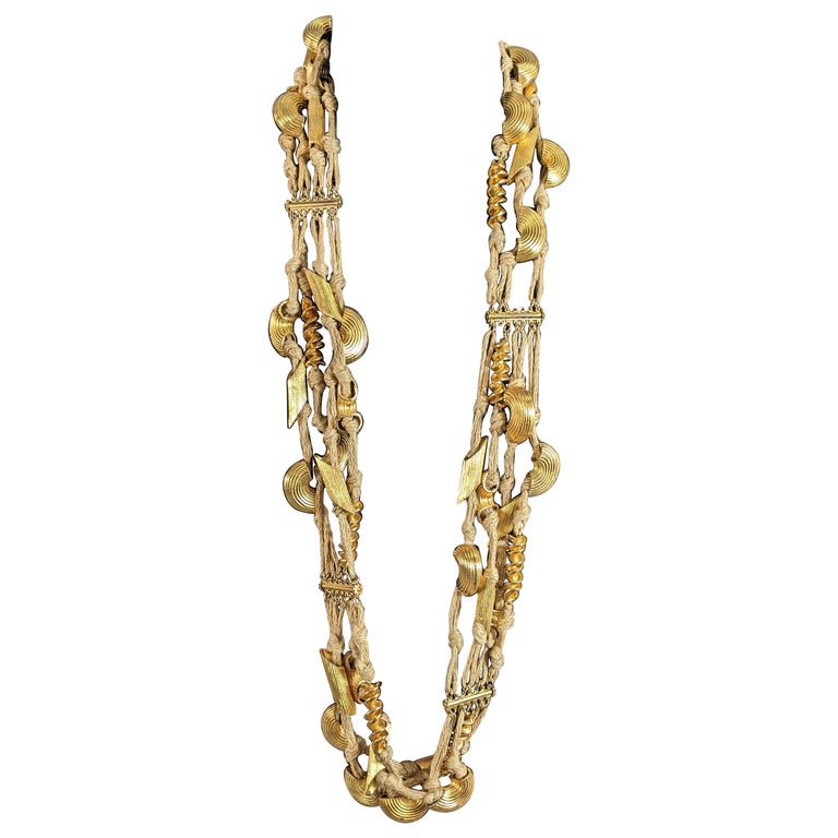 Fendi Italian Gilt Pasta Sampler Necklace, Lagerfeld For Sale at