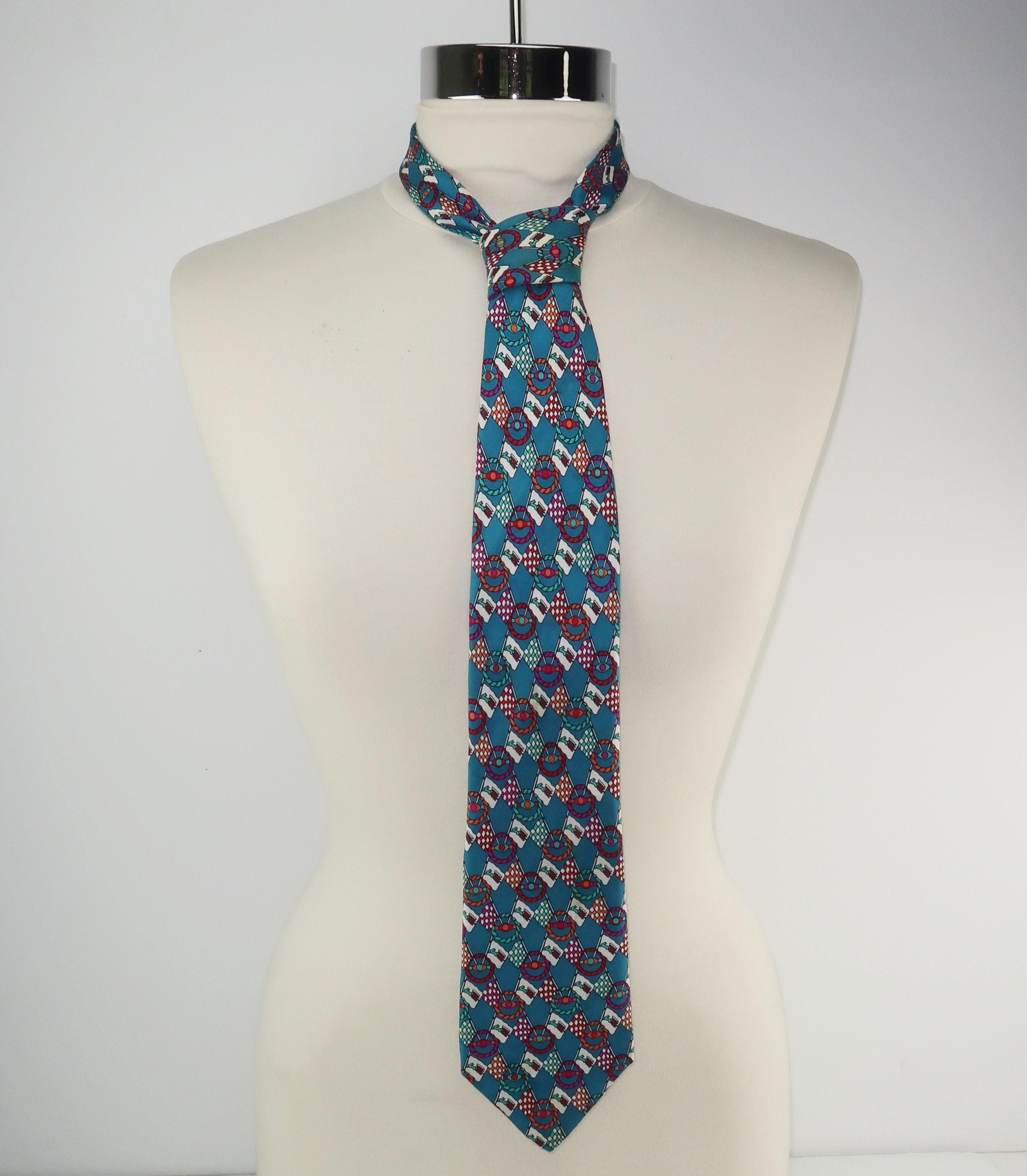 Fendi Italian Silk Necktie With Auto Racing Motif 3