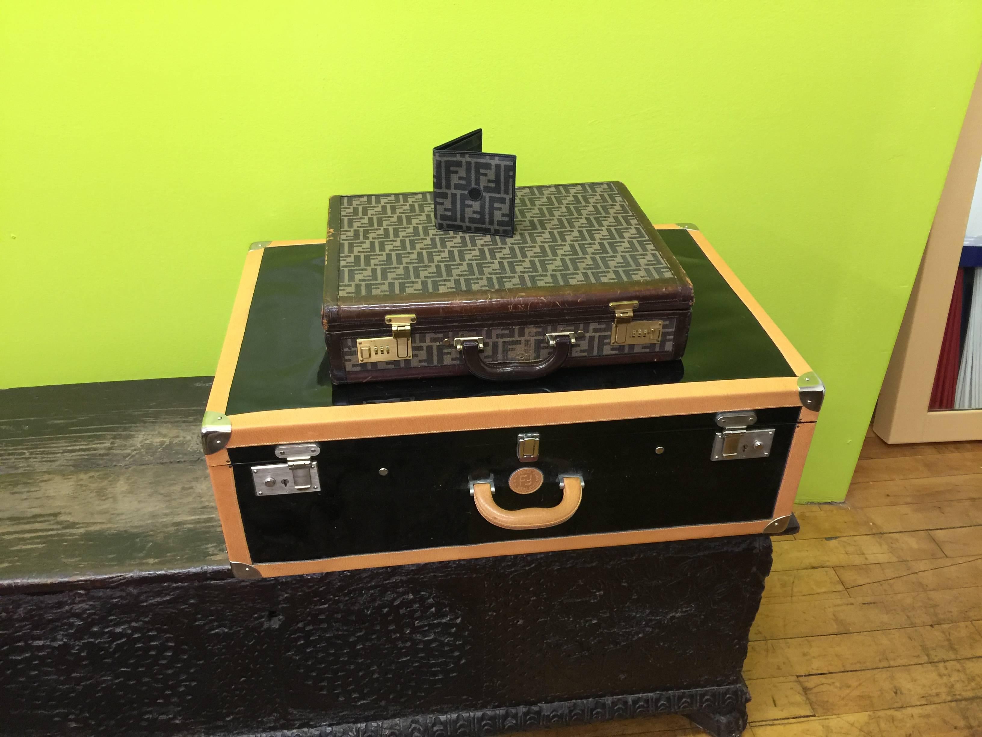 Fendi vintage trunk luggage with original protective bag. This would make a fantastic designer gift for the home decor; use this luggage as a decor piece in your home, as a side table, next to a sofa, in a living set or in your professional studio.
