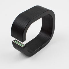 Fendi Italy Geometric Black Acrylic Resin Jeweled Bracelet