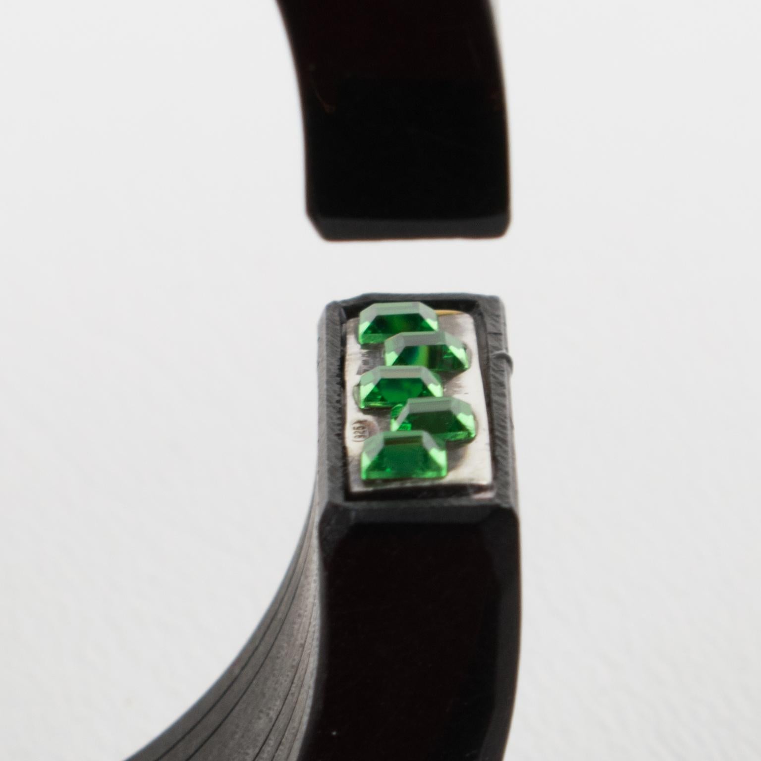 Fendi Italy - Bracelet bijou géométrique en résine acrylique noire Unisexe en vente