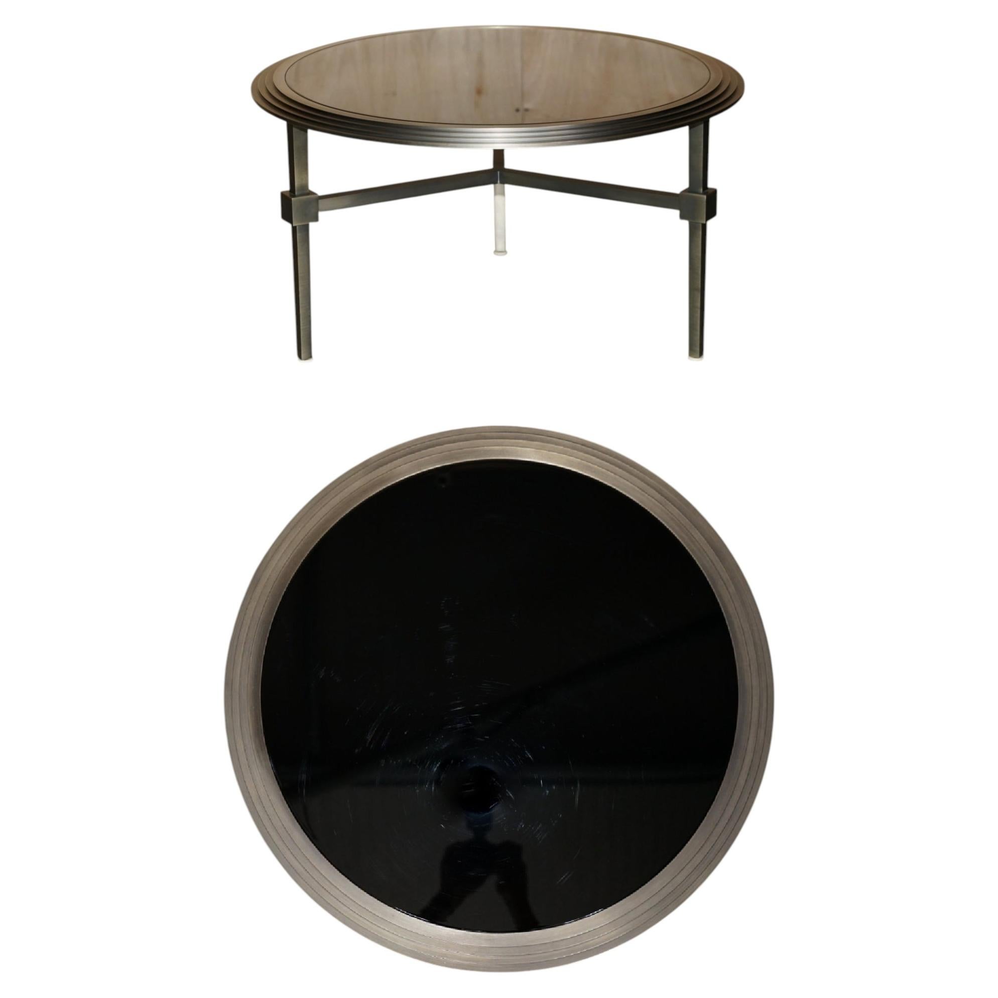 FENDI ITALY LUXURY LIVING HERITAGE COLLECTION NiCKLE PLATED BRONZE COFFEE TABLE For Sale