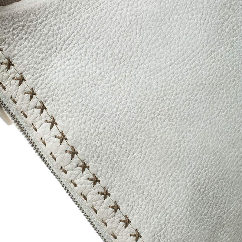 Fendi Ivory Selleria Leather Small Oyster Hobo For Sale 4