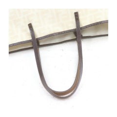 Fendi Ivory x Brown Monogram FF Zucca Roll Tote Bag with Pouch 863240