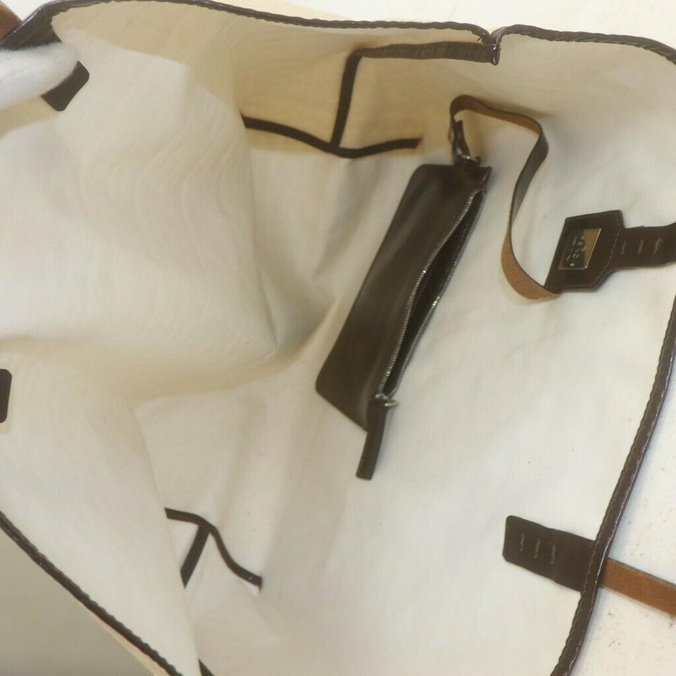Fendi Ivory x Brown Monogram FF Zucca Roll Tote Bag with Pouch 863240 Bon état - En vente à Dix hills, NY