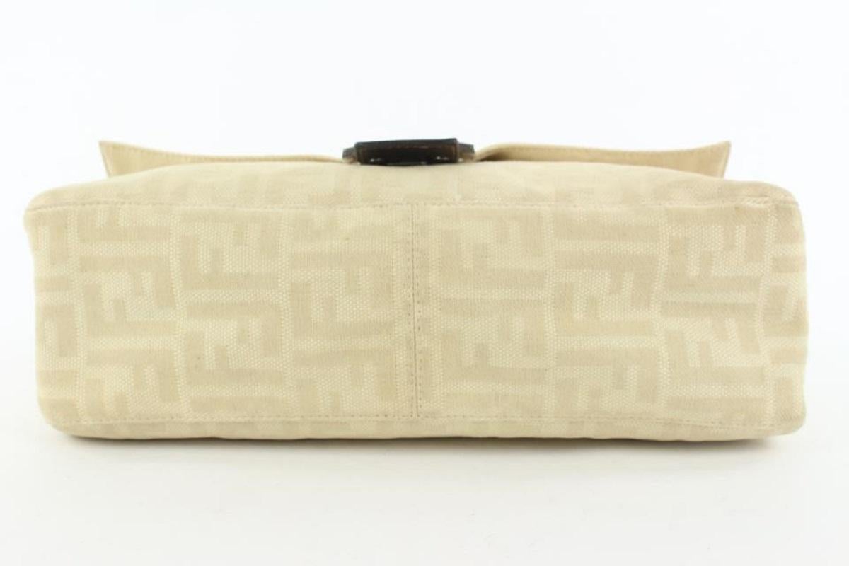 Fendi Ivory Zucca Mamma FF Monogram Baguette Zip Shoulder Flap Bag 50ff423 For Sale 1