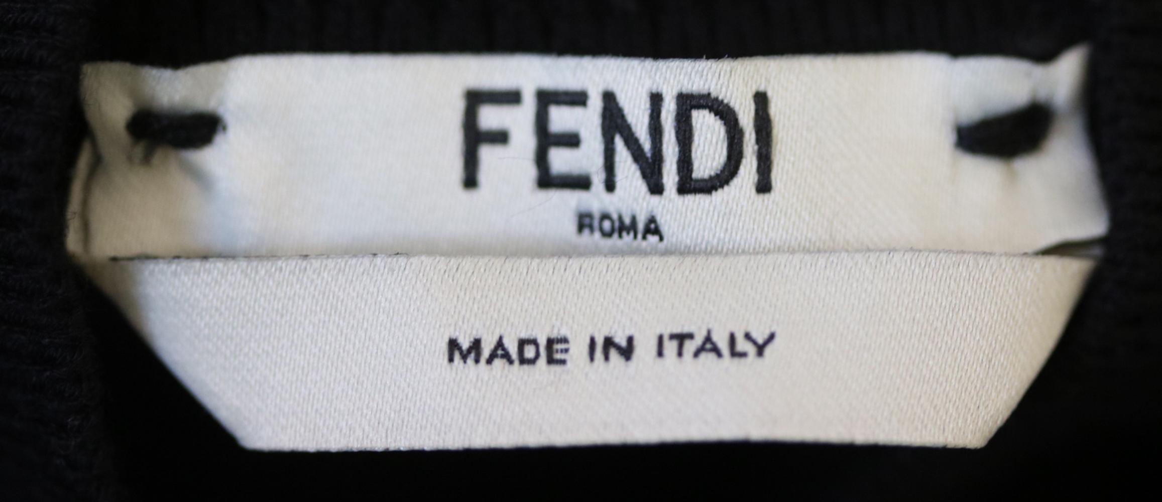 Black Fendi Jacquard-Knit Stretch-Mesh Midi Dress 