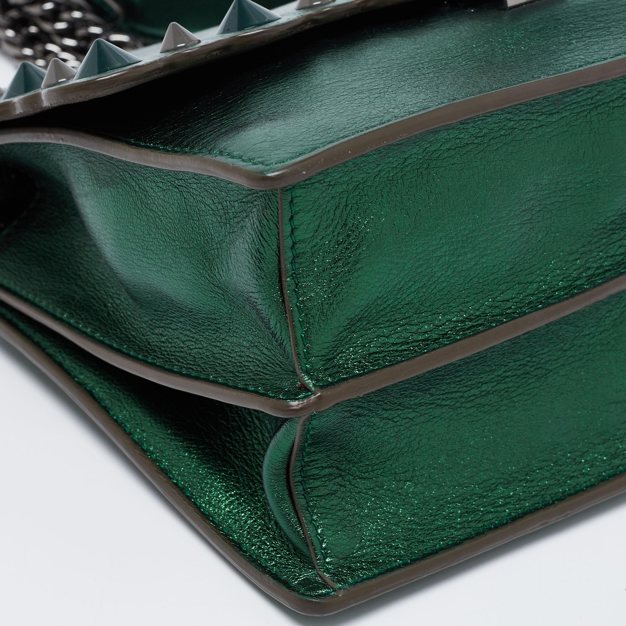 Fendi Jade Green Leather Small Scalloped Kan I Shoulder Bag 5