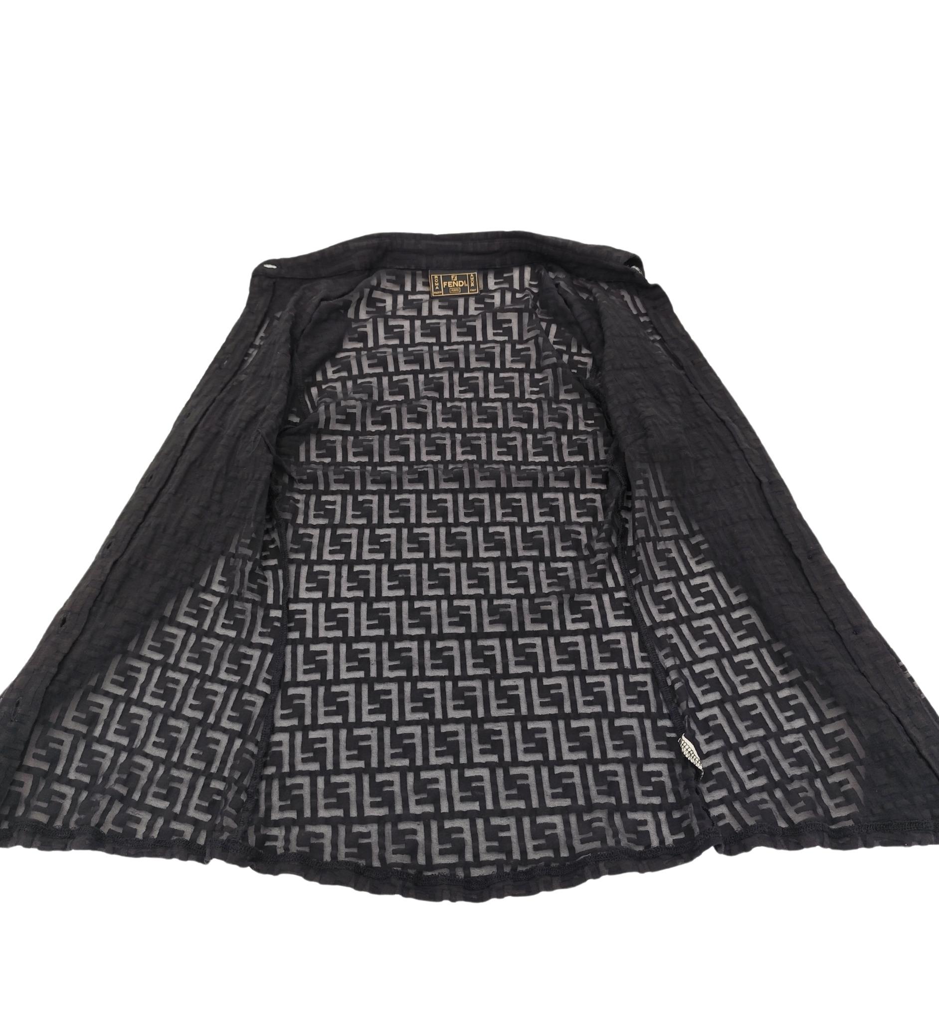 Fendi Jeans 90s black monogram see-through shirt For Sale 5
