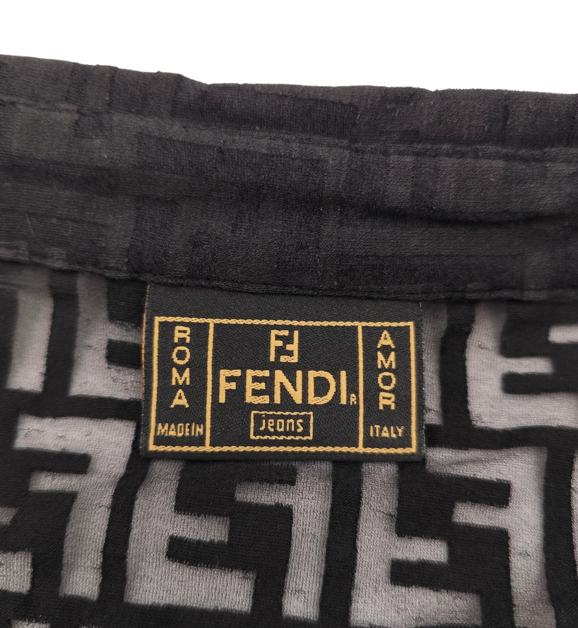 Fendi Jeans 90s black monogram see-through shirt For Sale 8