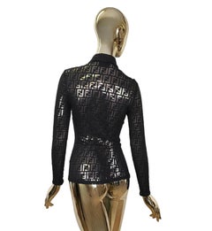 Fendi Jeans 90s black monogram see-through shirt
