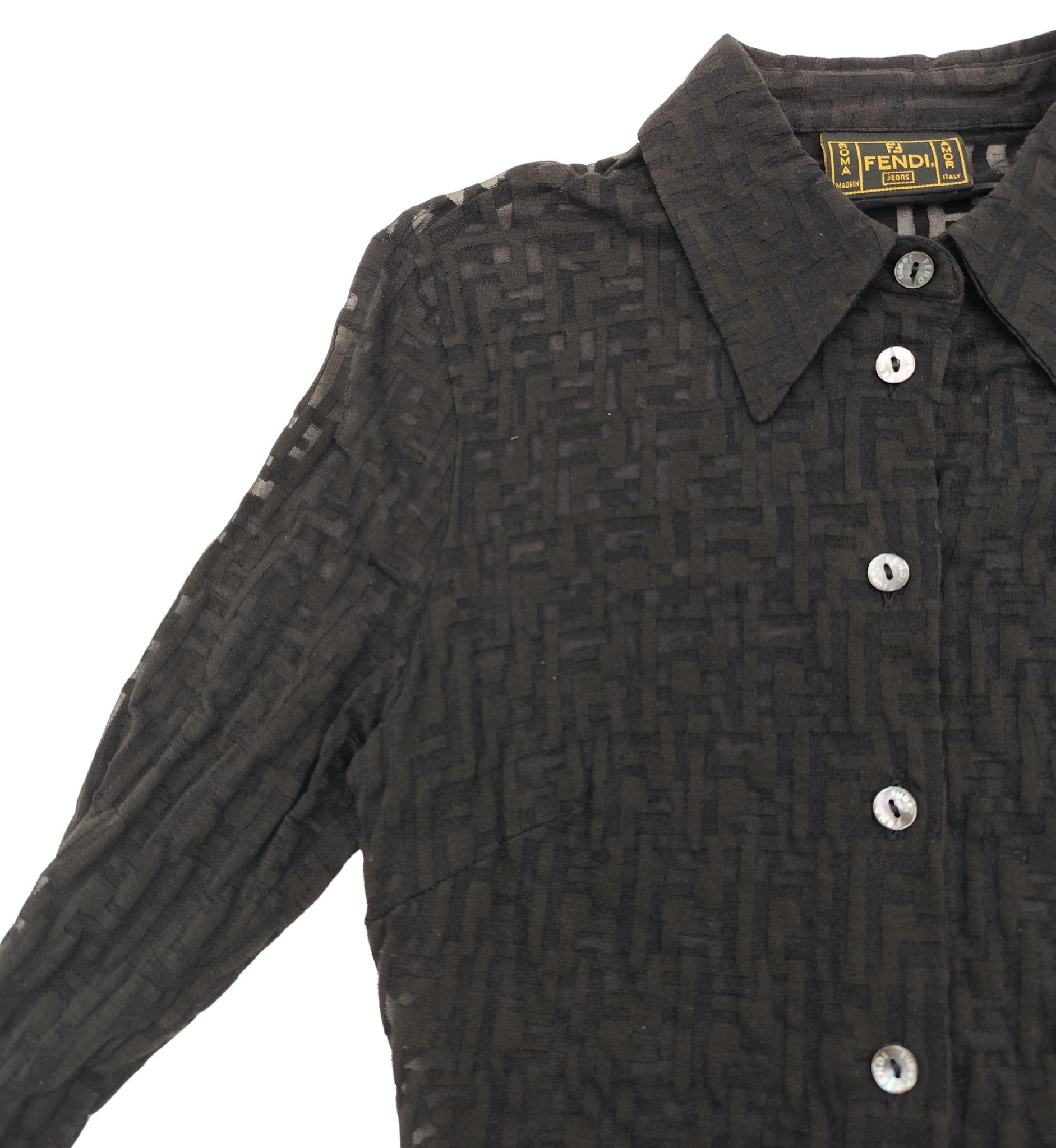 Women's Fendi Jeans 90s black monogram see-through shirt For Sale