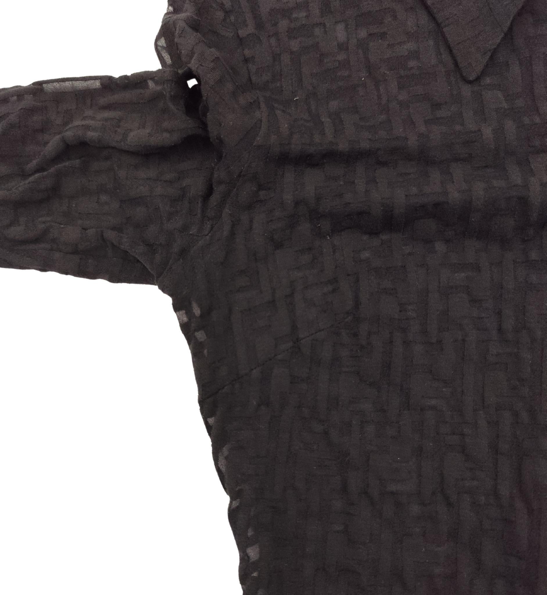 Fendi Jeans 90s black monogram see-through shirt For Sale 2