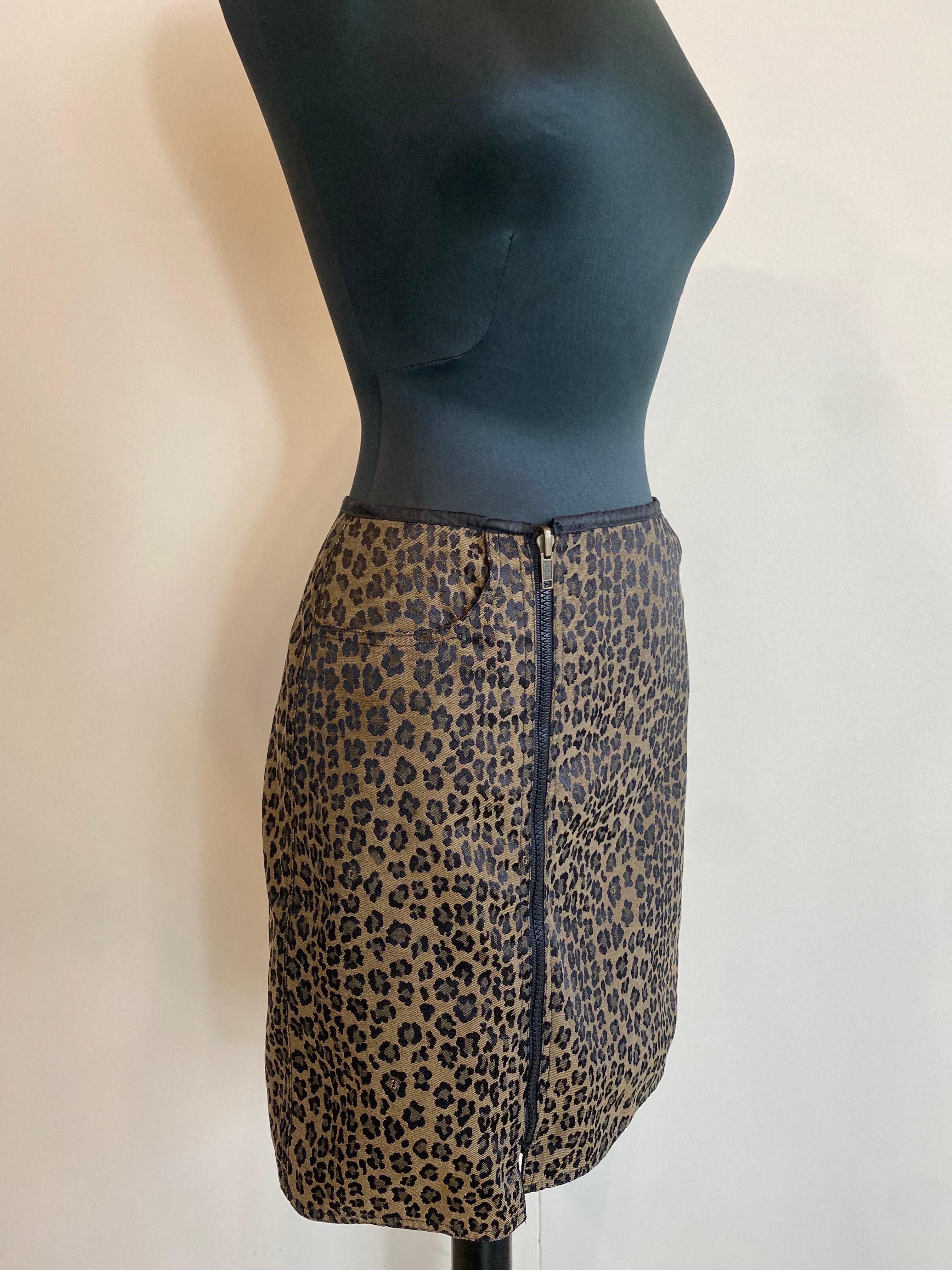 Gray Fendi jeans animalier skirt For Sale