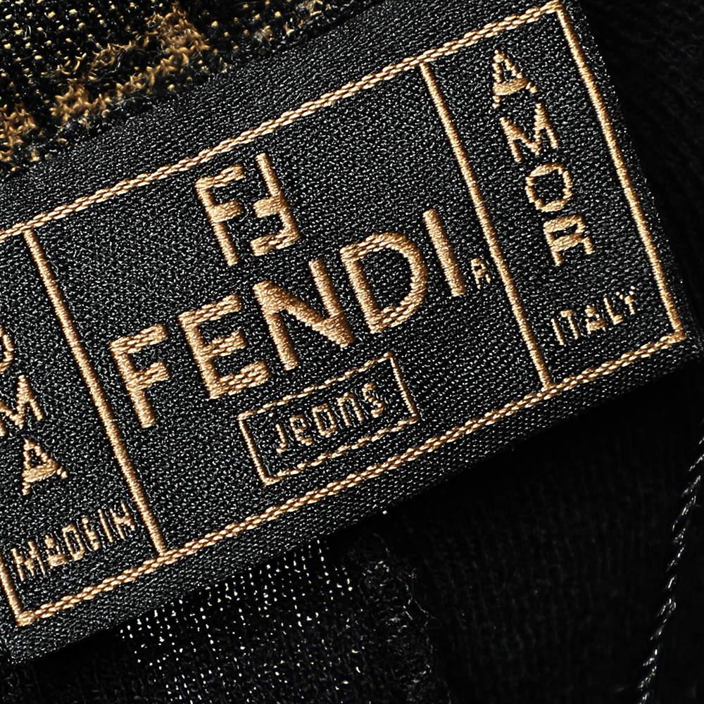 Fendi Jeans Black Wool Knit Logo Trim Detail Button Front Cardigan L 2