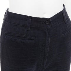 FENDI JEANS Vintage black FF Zucca cotton jacquard high waisted crop pants