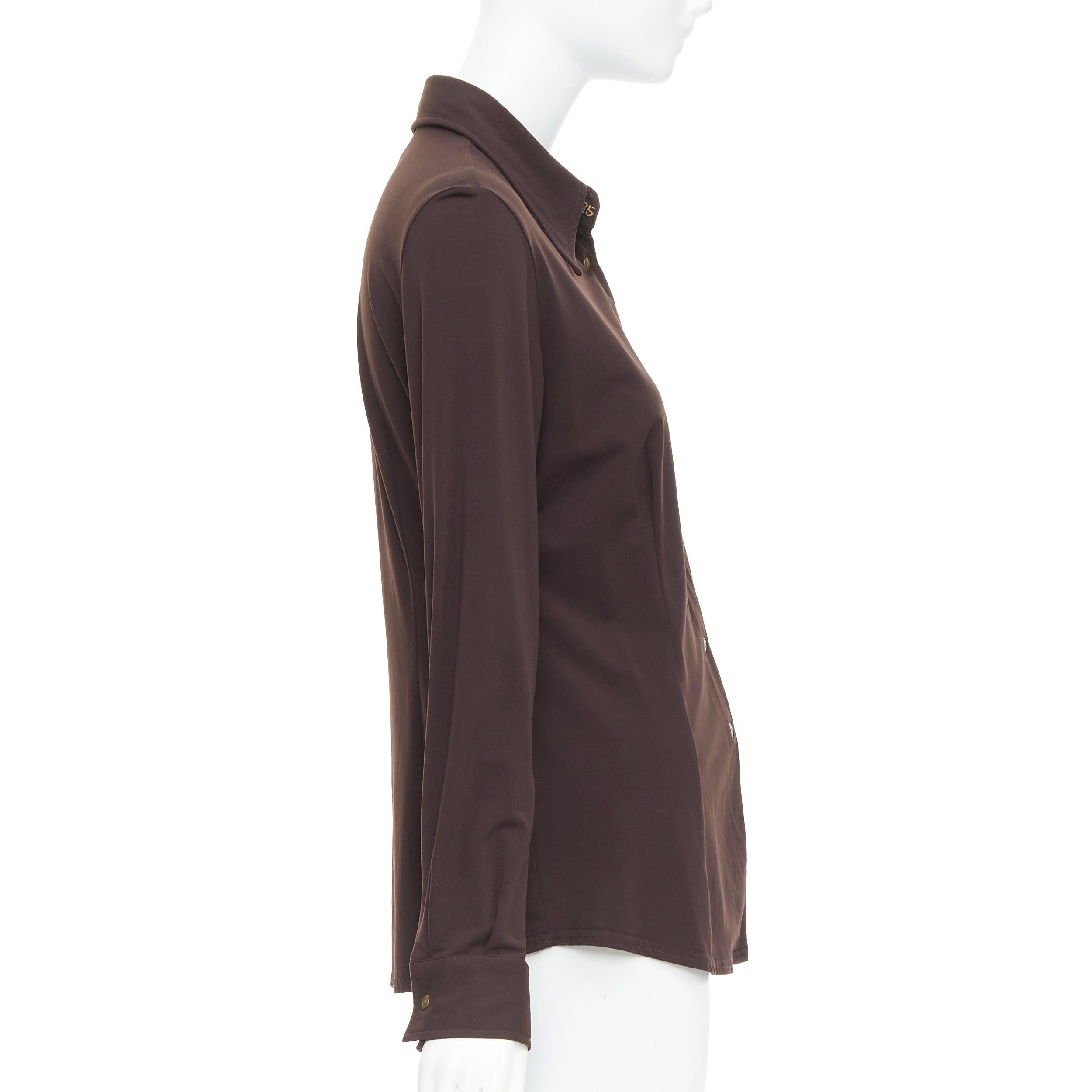 FENDI Jeans Vintage brown FF logo buttons fitted long sleeves shirt In Good Condition For Sale In Hong Kong, NT