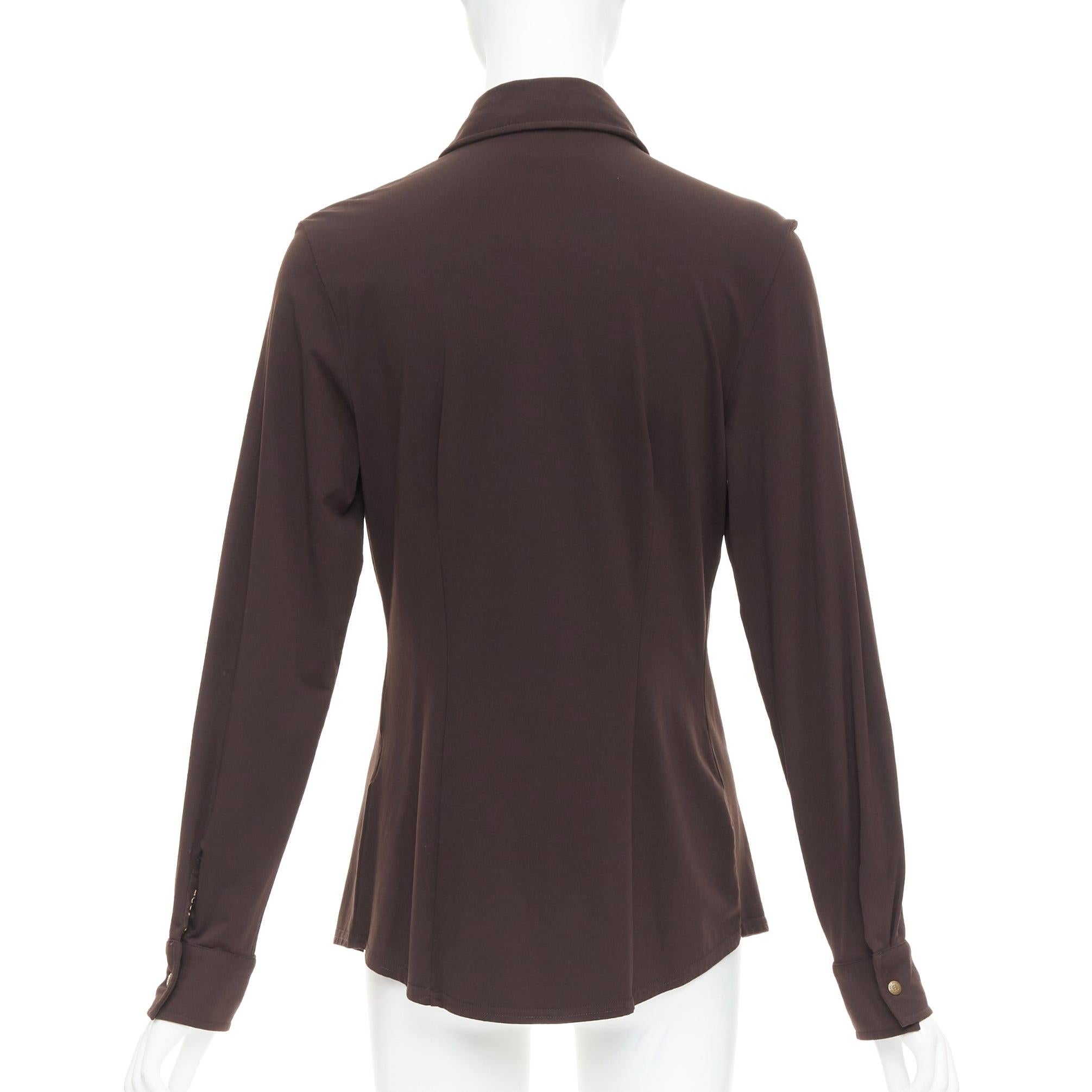 Women's FENDI Jeans Vintage brown FF logo buttons fitted long sleeves shirt For Sale