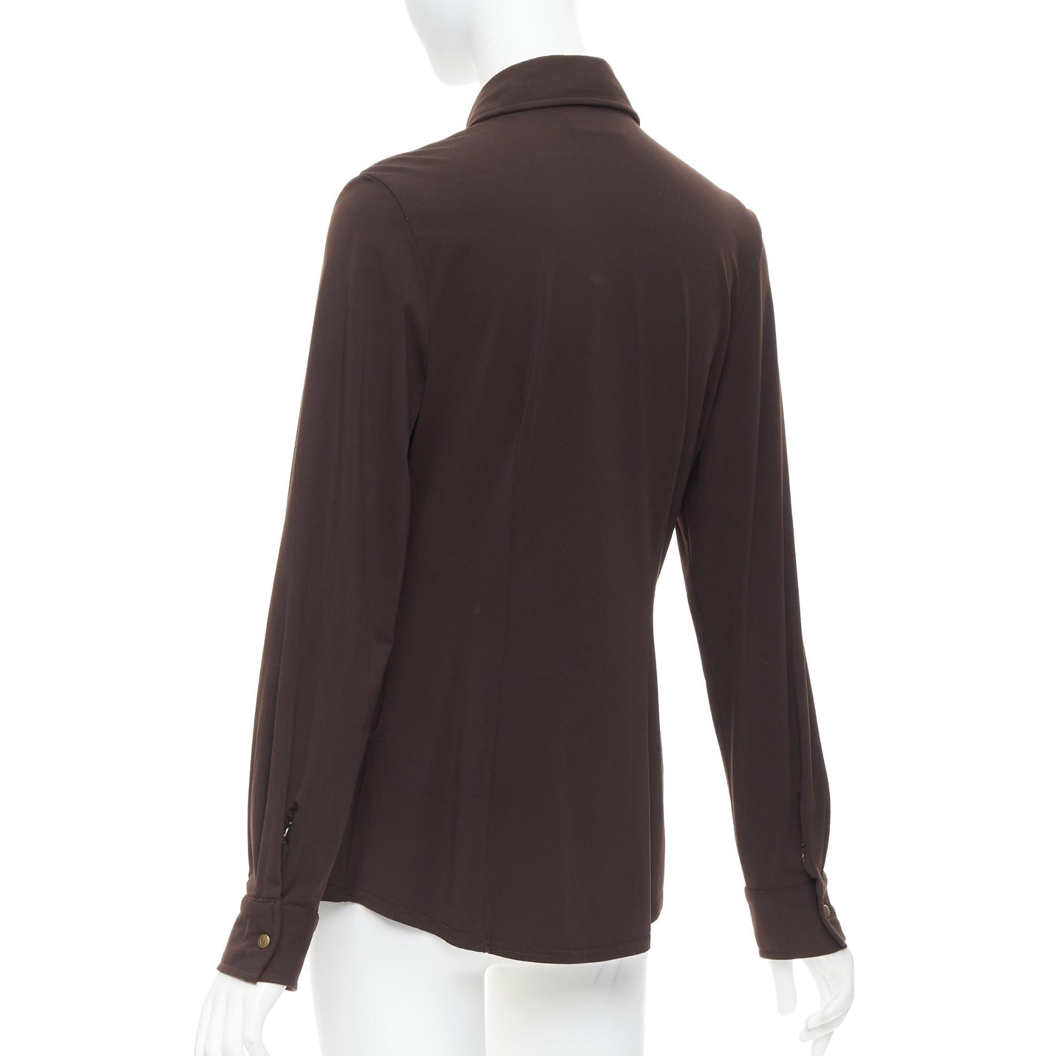 FENDI Jeans Vintage brown FF logo buttons fitted long sleeves shirt For Sale 1