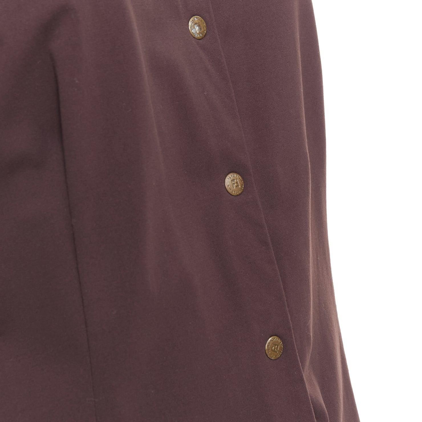 FENDI Jeans Vintage brown FF logo buttons fitted long sleeves shirt For Sale 2