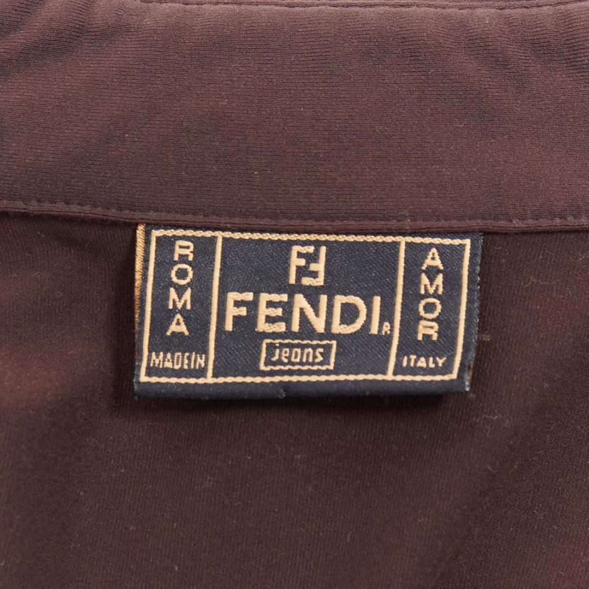 FENDI Jeans Vintage brown FF logo buttons fitted long sleeves shirt For Sale 3