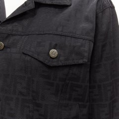 FENDI JEANS Vintage FF Zucca monogram black cotton trucker jacket IT42 M