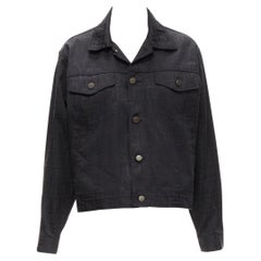 FENDI JEANS Vintage FF Zucca monogram black cotton trucker jacket IT42 M