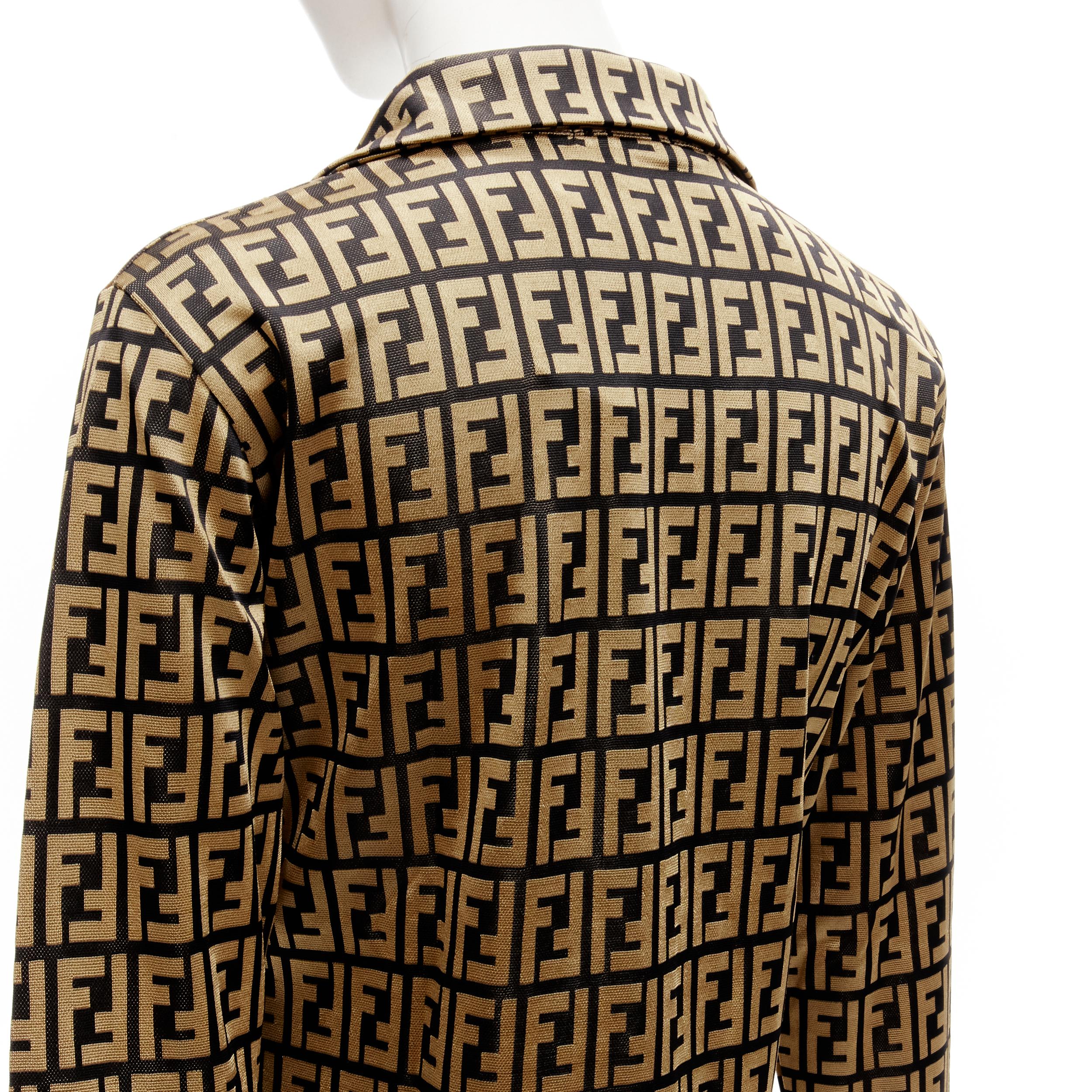 FENDI JEANS Vintage gold black FF Zucca monogram slim shirt XS 3