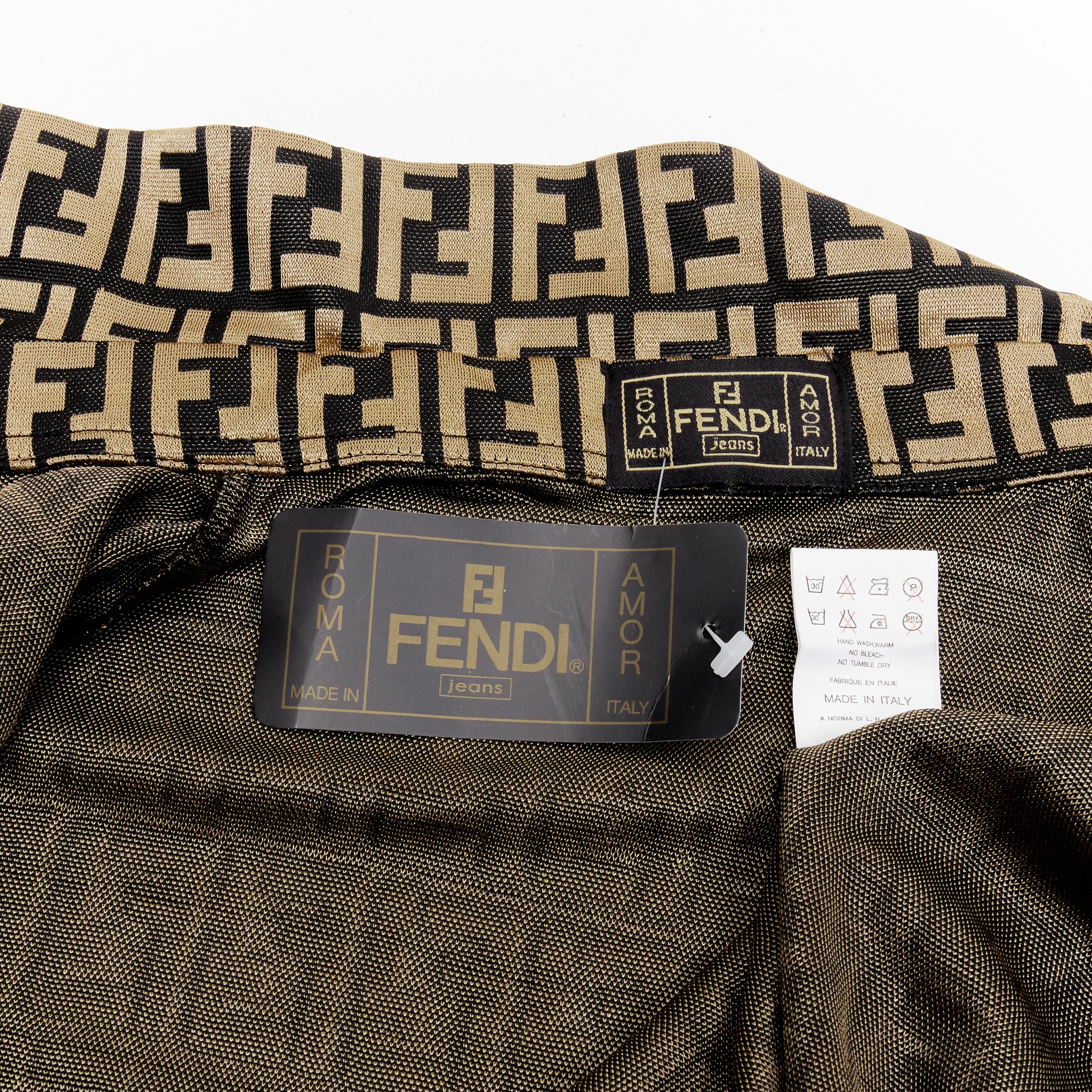 FENDI JEANS Vintage gold black FF Zucca monogram slim shirt XS 4