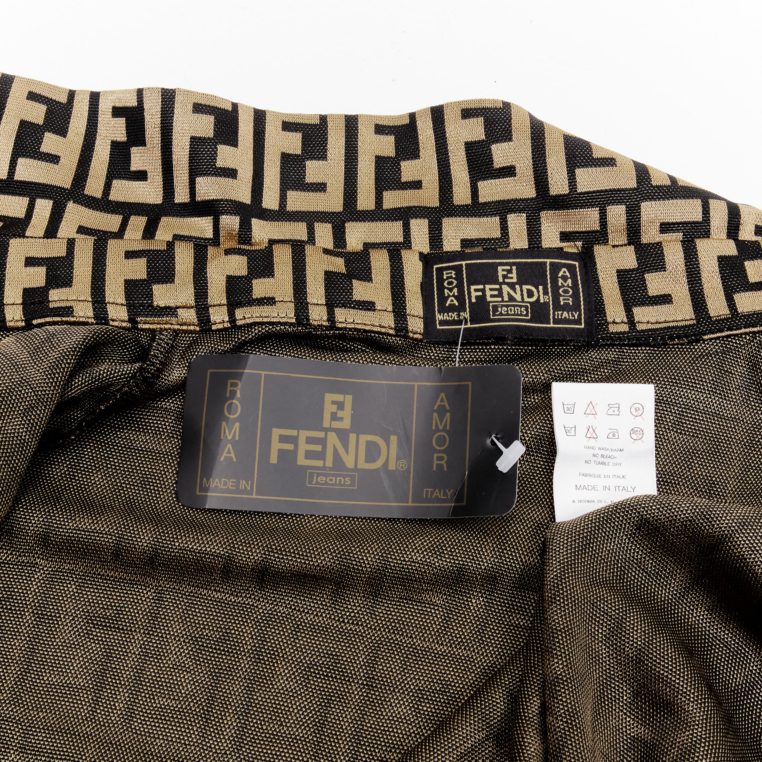 FENDI JEANS Vintage gold black FF Zucca monogram slim shirt XS For Sale 4