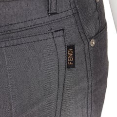FENDI JEANS Vintage grey yellow logo tab pocket high waisted slim pants