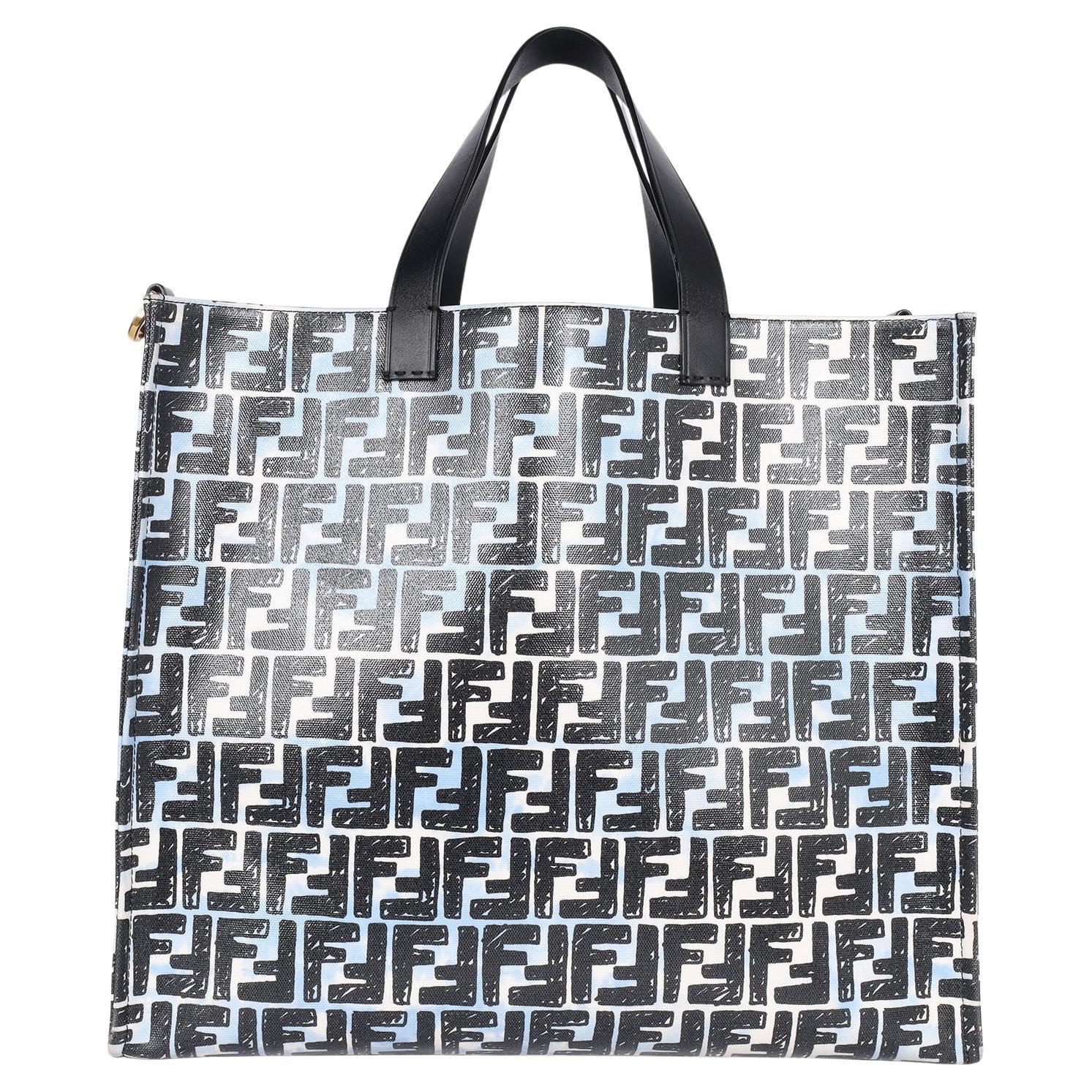 Fendi 2020 Joshua Vides Zucca Coated Canvas Cloudy Shopper Tote Bag