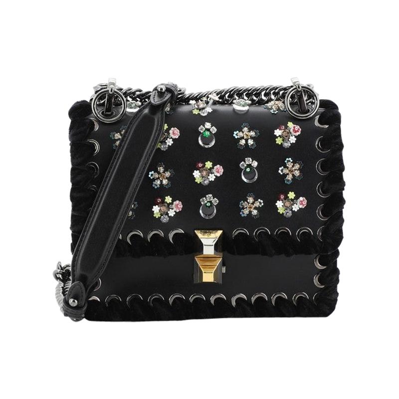 Fendi Kan I Bag Embellished Whipstitch Leather Small